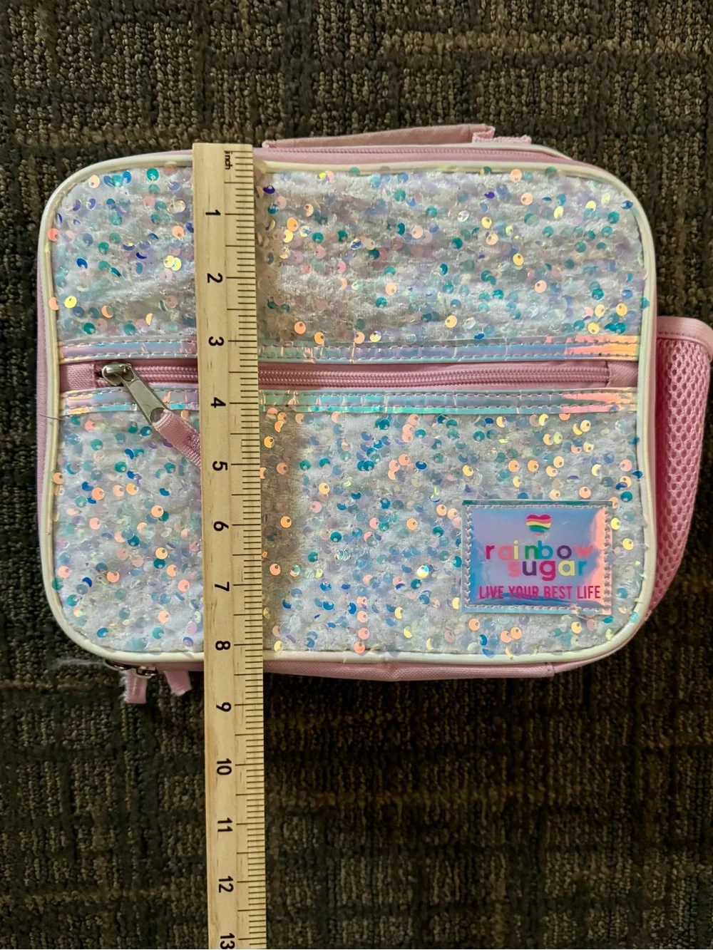 Rainbow Sugar Sequin Iridescent Insulated Lunch Bag School Cooler Pink Girls O/S